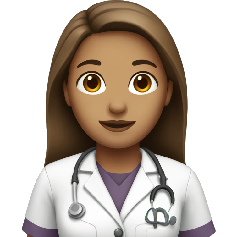 Nurse with long brown hair emoji