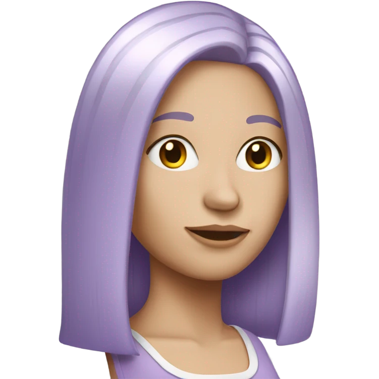 White woman with lilac colored straight hair emoji