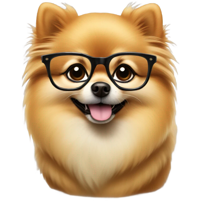 Clever Pomeranian  in glasses with books emoji