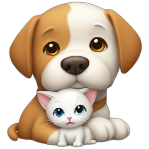 Dog and cat hugging emoji