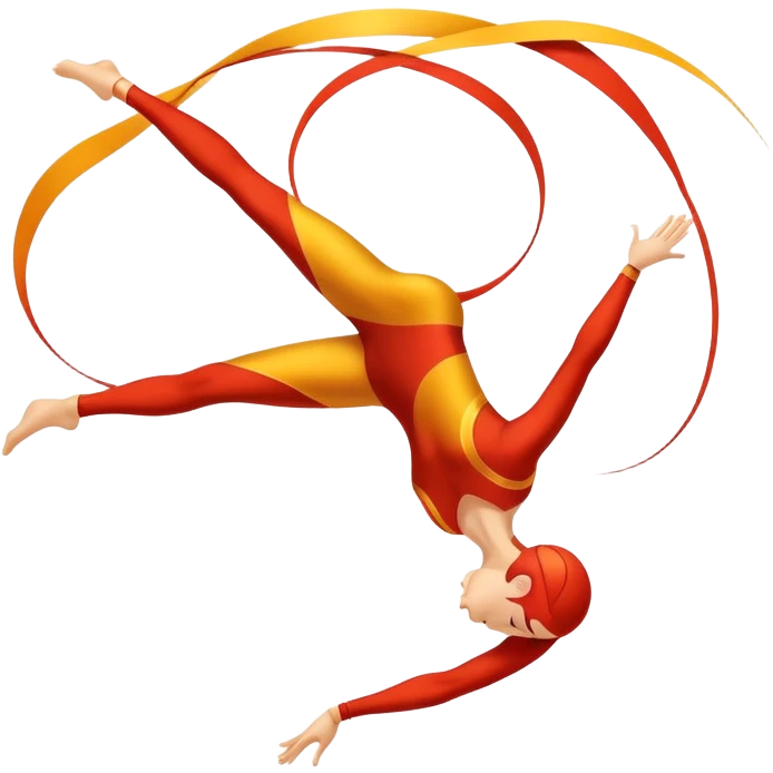 A dynamic emblem symbolizing acrobatic sports, featuring an abstract representation of an acrobat mid-performance, performing a graceful flip or aerial pose. The emblem should incorporate sleek lines and shapes that evoke motion and precision, with a clean, professional look. emoji