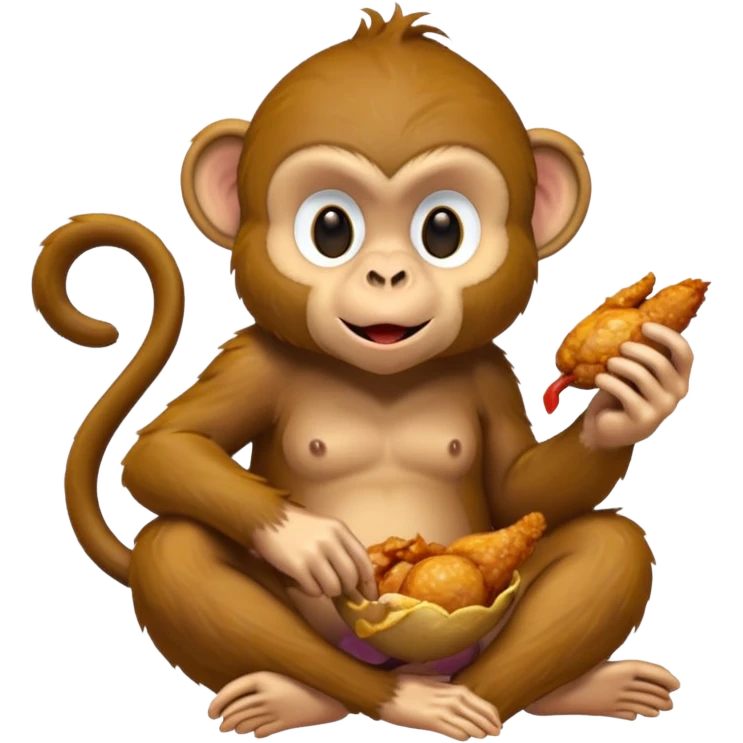 A monkey eating chiken emoji