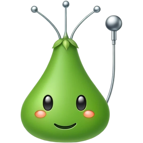 green pea in the style of reddit logo snoo with antenna emoji