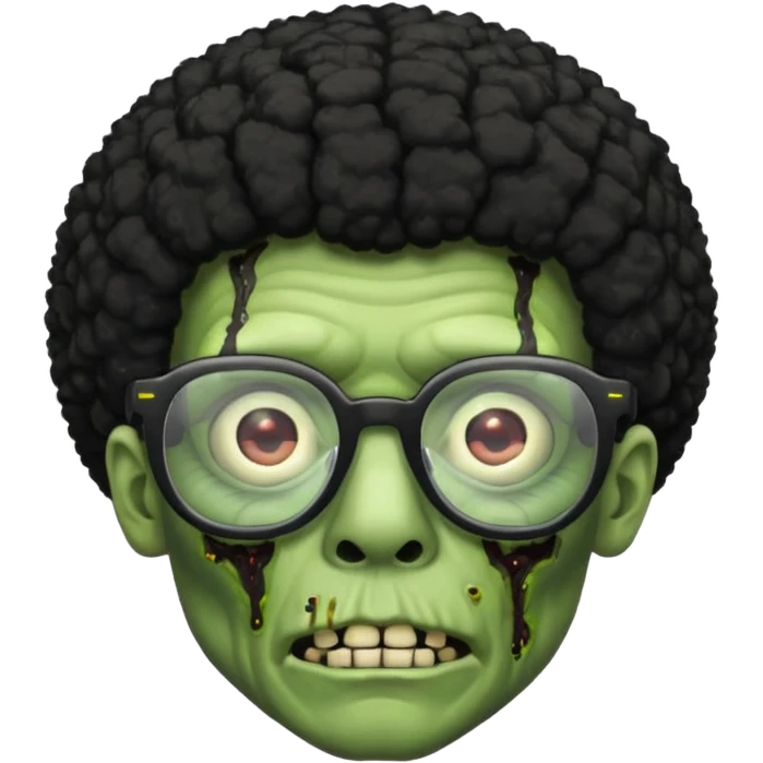 A green zombie with a black Afro and glasses emoji