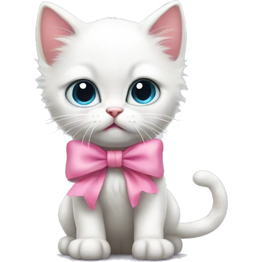 cute white kitten with pink bow is angry emoji