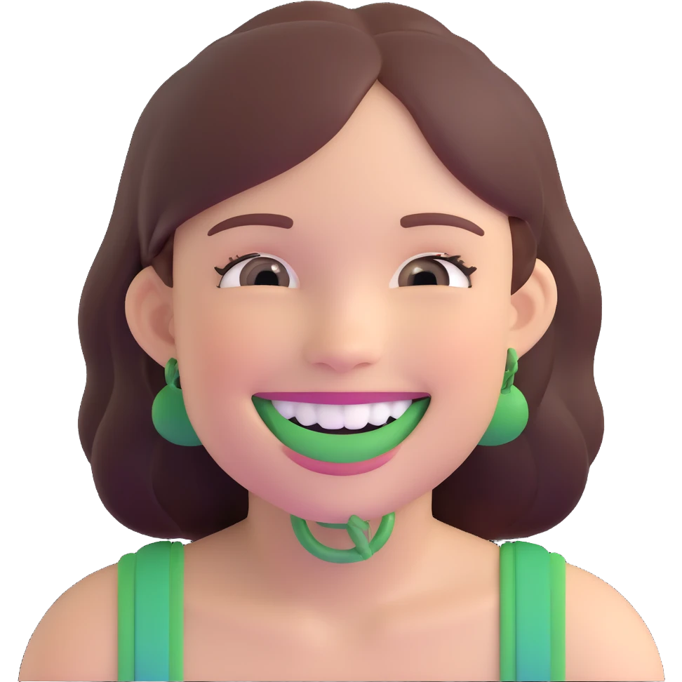 girl smiling with green braces on teeth emoji