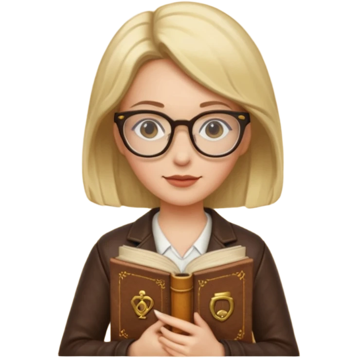 Book Collector — woman + old tome + glasses emoji
