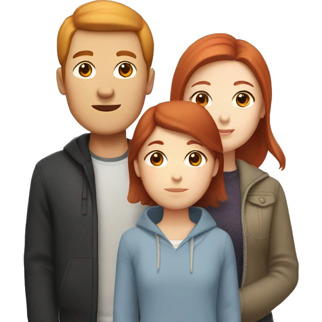 Mixed family that has a Korean dad, white mom with red hair, and teenage girl  emoji