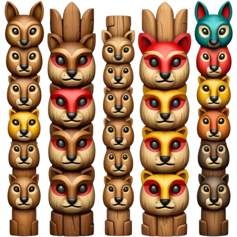 Totem – Wooden carved pole with animal faces. emoji