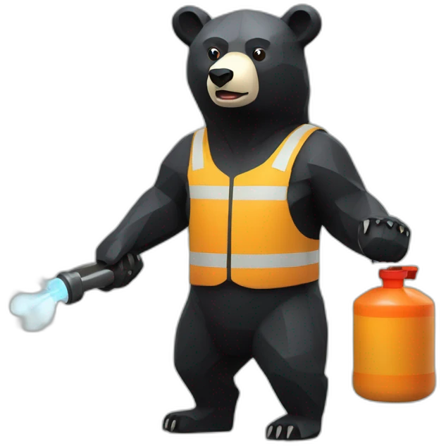 stand Lowpoly black bear with fuel nozzle emoji