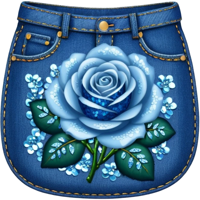 Sequin roses in a denim pocket emoji