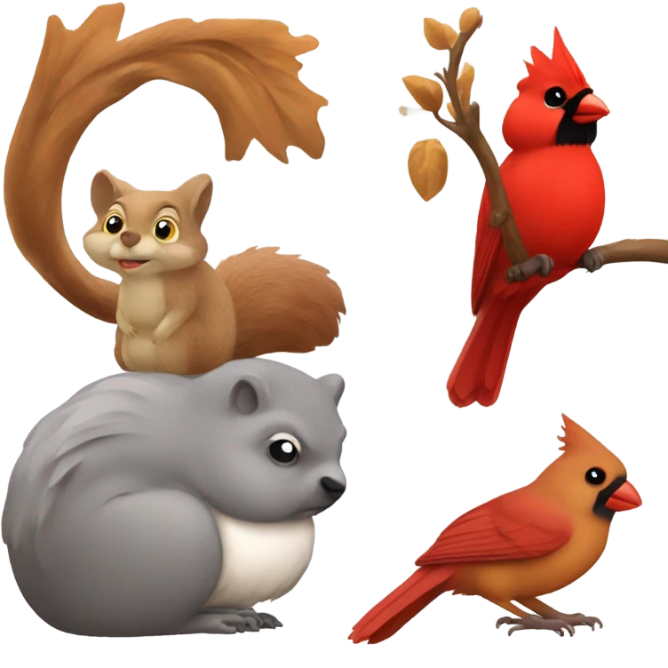 Fat cardinal beside squirrel  emoji