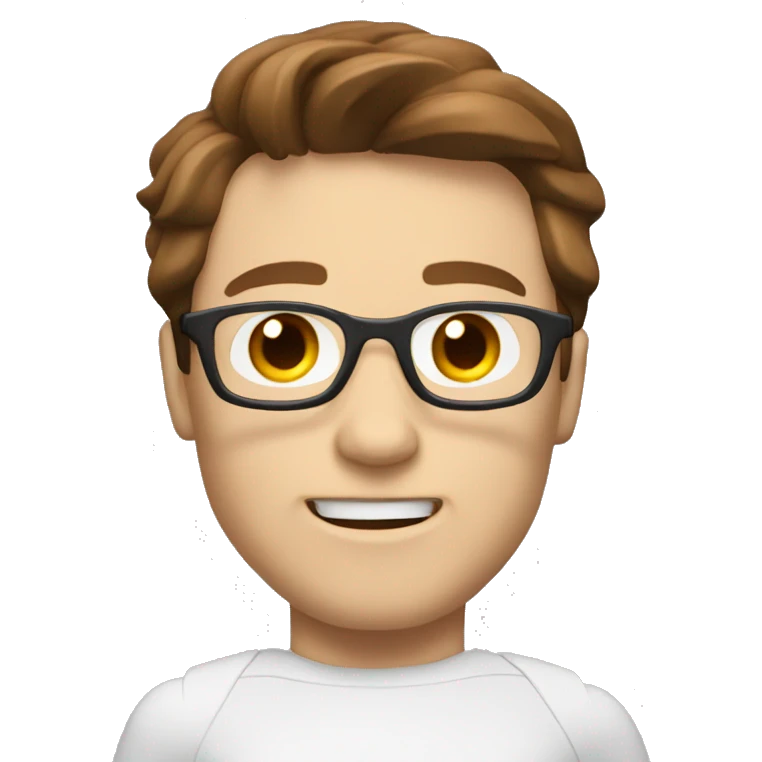 white nerd guy with brown hair inside ironman suit emoji