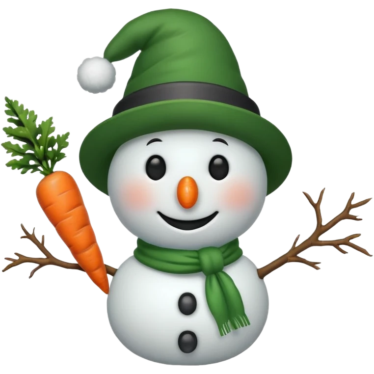 snowman wearing green hat emoji
