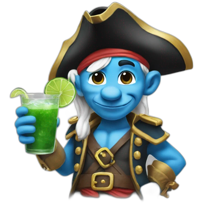 smurf pirate drinking mojito emoji