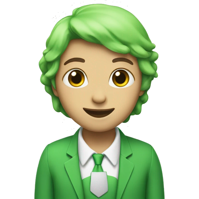 Combination of green heart and birthday cake and bud emoji