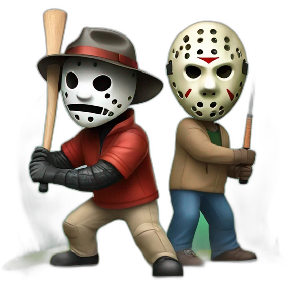Freddy Kruger and Jason Voorhees and Michael Myers playing golf emoji