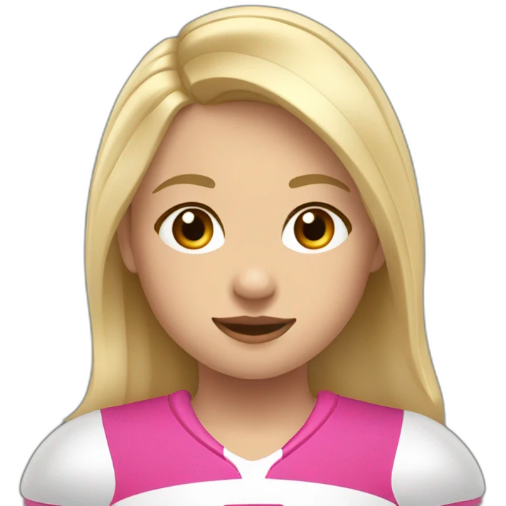 Una niña rubia de 6 años con coletas rosas y que le encanta el rugby. emoji