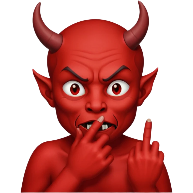 Creppy devil and shushing someone  🤫 like there figer over there mouth  like there lip is closed and the figers over emoji