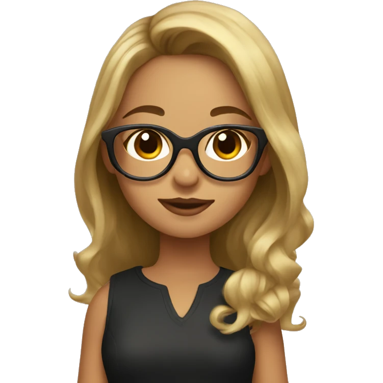 girl with brown and blonde highlights and glasses with baby  emoji