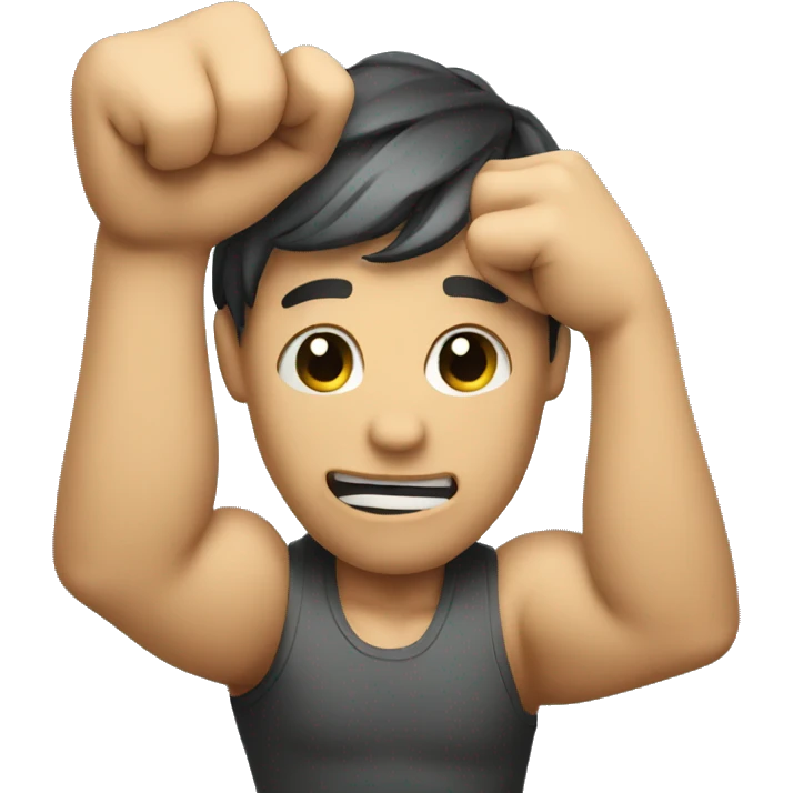 An emoji face with strong arm emoji