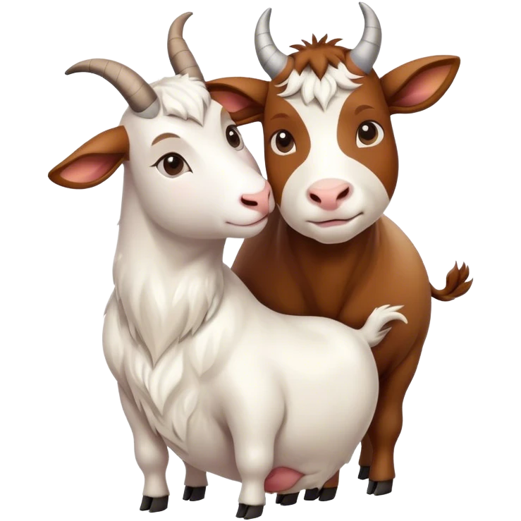 Cow huging a goat  emoji