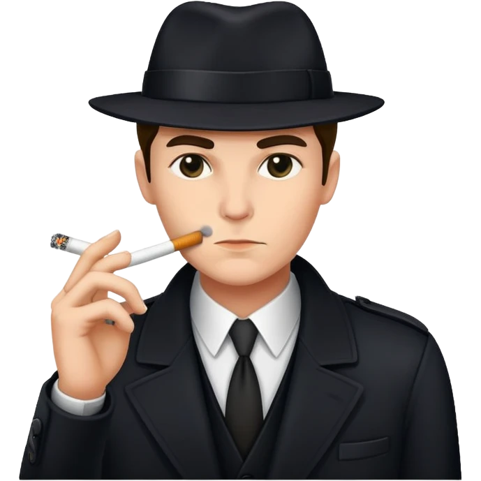 Detective wearing black smoking cigarette emoji