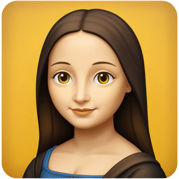 Mona Lisa, simplified, iconic, yellow face, subtle smile emoji