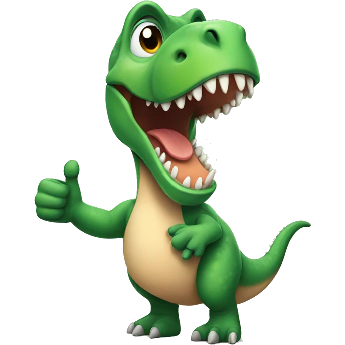 dinosaur shows thumbs up emoji
