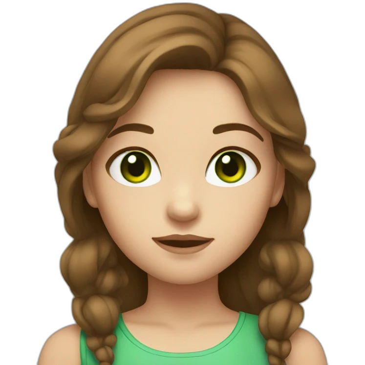 girl with brown hair and green eyes emoji