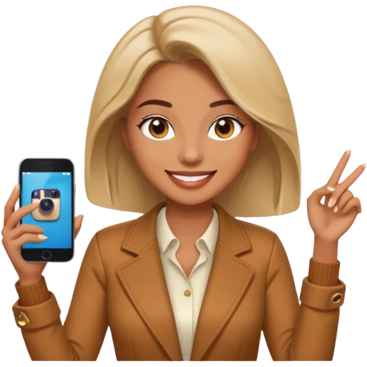 una señora entrando a mi  Instagram  para promocionar mi marca emoji