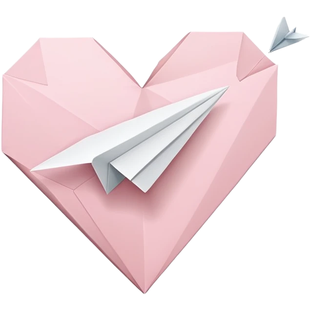 Pale pink heart and paper airplane emoji