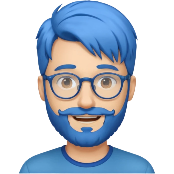 male, blue hair, glasses, beard emoji