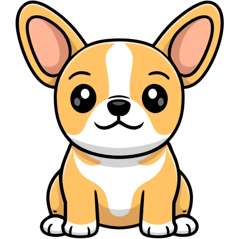cute tan french bulldog head with characteristic facial features emoji