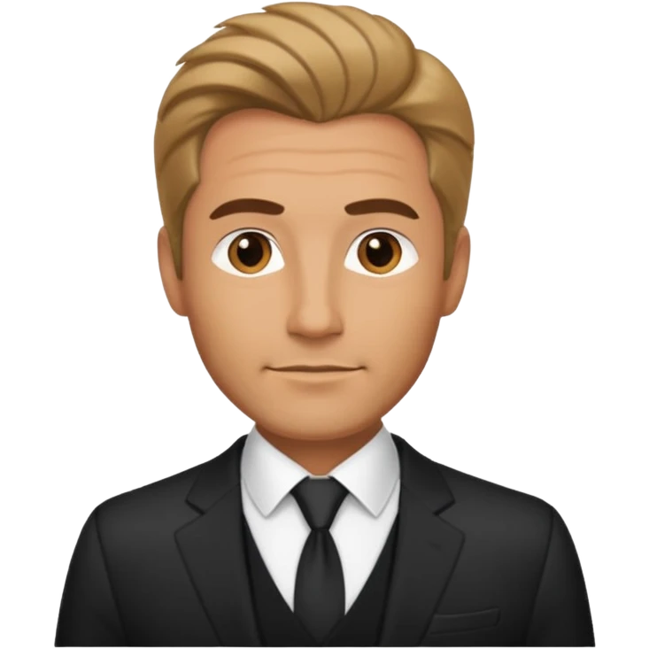 A very handsome successful man in his 40s. Day hair. Wearing black  Looks like a lawyer. emoji