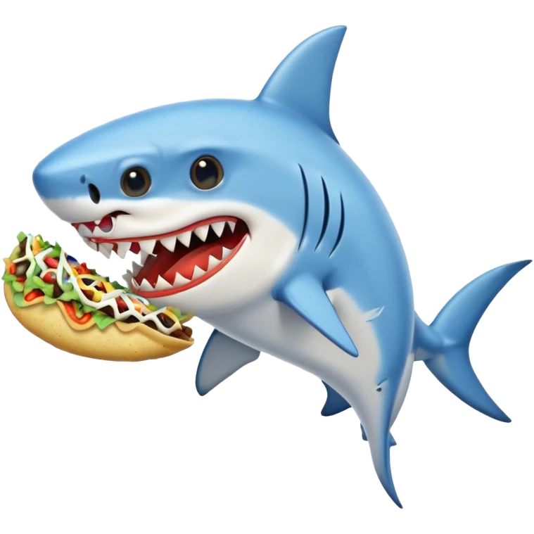 shark wearing a white dress eating a taco emoji