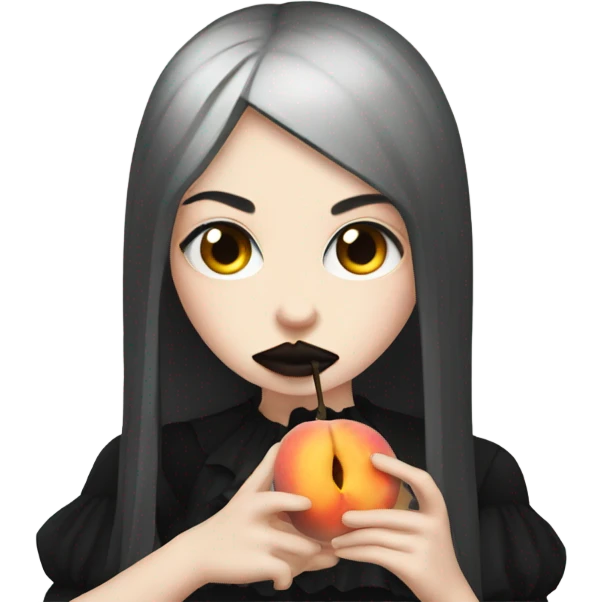 goth girl eating a peach emoji