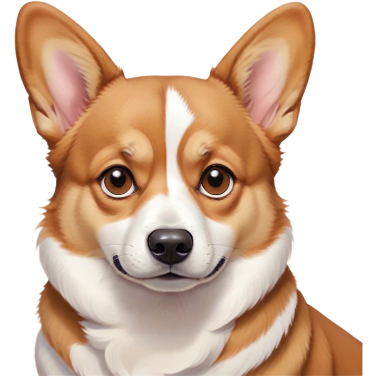 Cinematic Meme-Worthy Grumpy Fawn Corgi Portrait Emoji, Head held high but eyes filled with dramatic disappointment, smooth fawn fur with striking white patches, deeply furrowed brow forming an unmistakable scowl, ears slightly angled back in disapproval, piercing brown eyes glaring with pure exasperation, Simplified yet hilariously over-exaggerated features, highly detailed, glowing with an aura of supreme annoyance, high shine, exhausted yet judgmental, stylized with an almost regal pettiness, bright but brooding, soft glowing outline, capturing the essence of a herder that has seen it all and is thoroughly unimpressed, so meme-worthy it feels like it could instantly become the next viral sensation of grumpiness! emoji