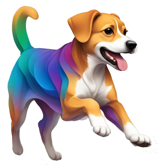 Vector art of a dog running made of vector multicoloured gradient shapes abstract shapes vector art emoji