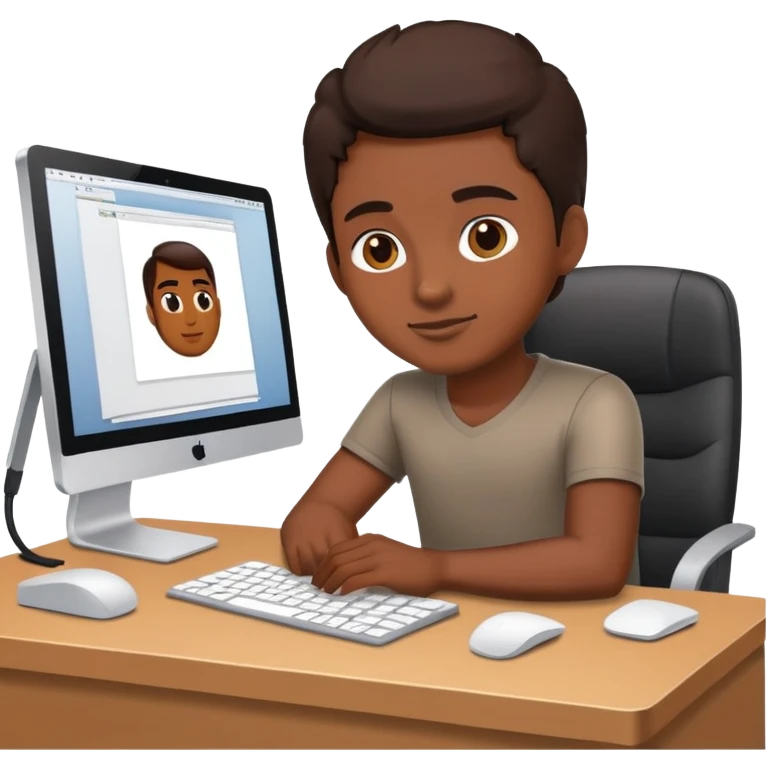a graphic designer sitting at a computer emoji