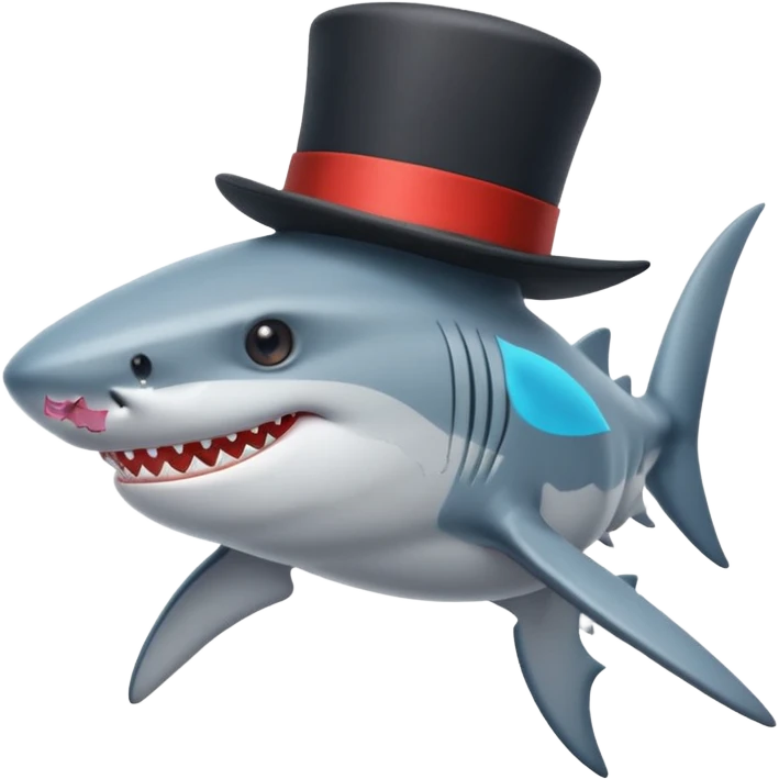 Shark with a top hat emoji