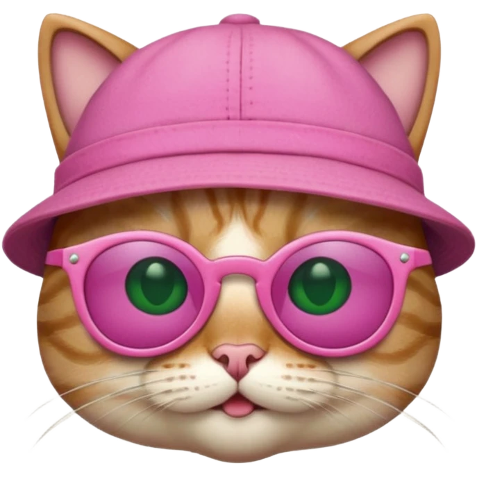 cat wearing green sunglasess and a piunk hat emoji