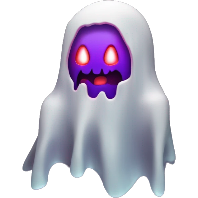 A menacing ghost with glowing red eyes and a sharp, toothy grin. Its body fades into shadow, with a soft Twitch purple glow around the edges. Glitchy, pixelated effects make it look like it’s emerging from a corrupted stream, adding to its eerie vibe. emoji