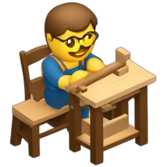 isometric woodworking teach with student emoji