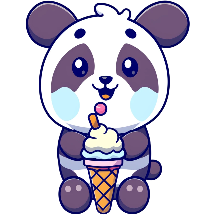 Panda eating ice cream emoji