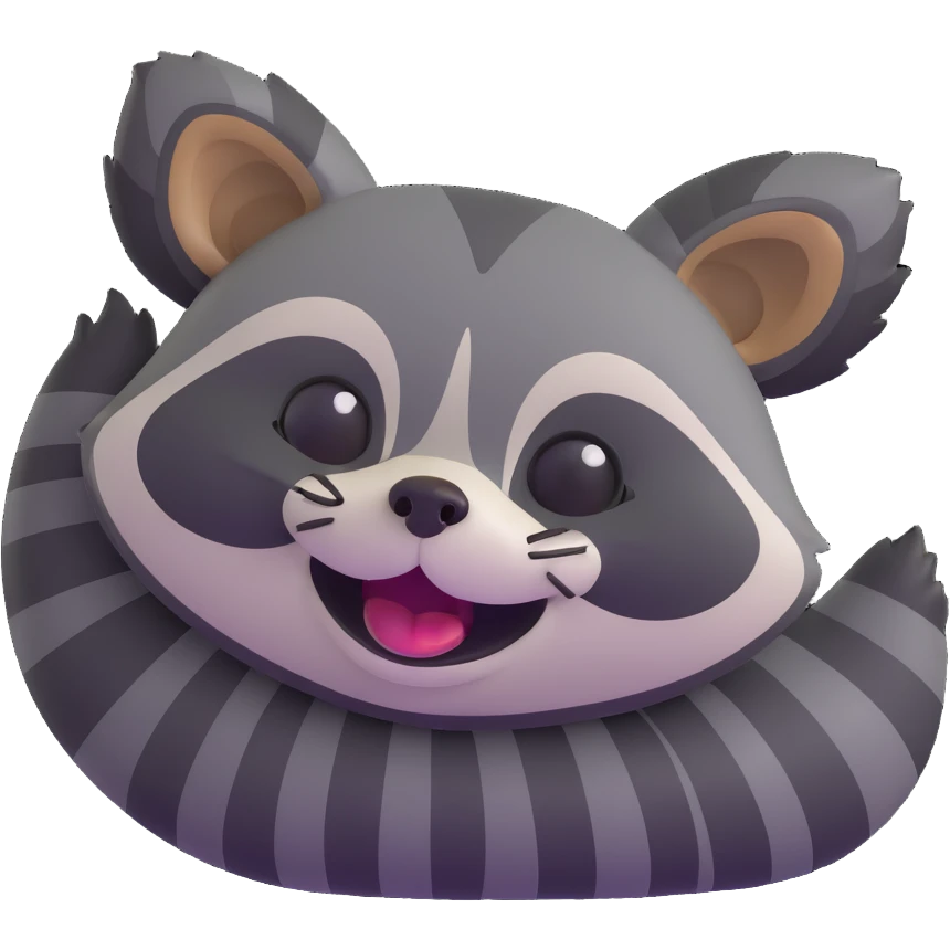 raccoon rolling on back, laughing with tears, playful and energetic emoji