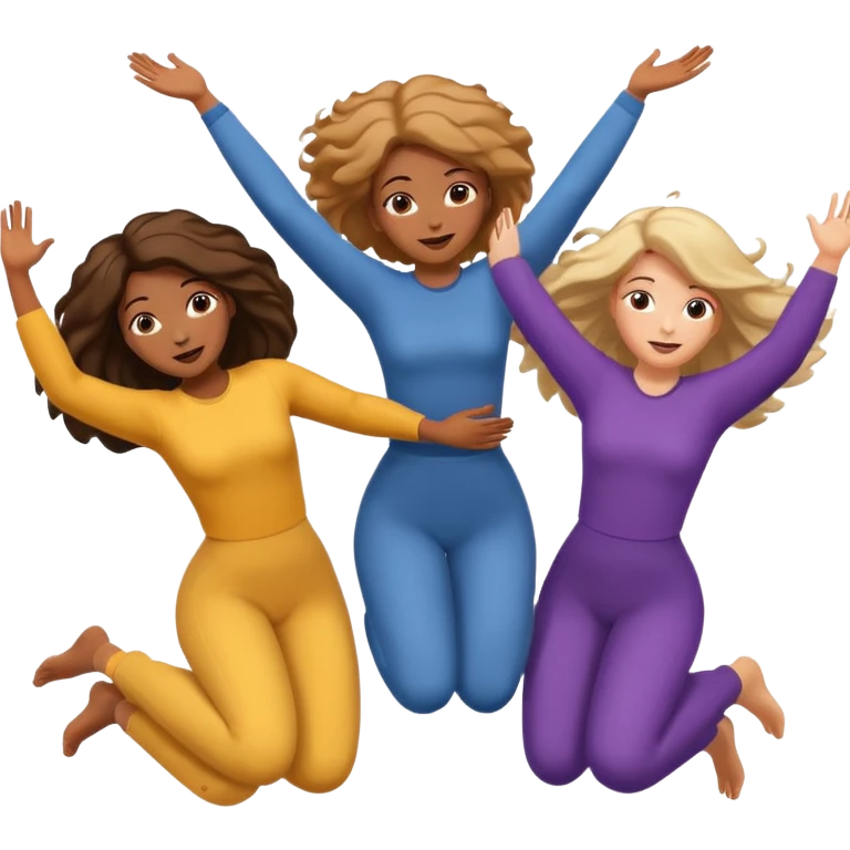 Three women falling emoji