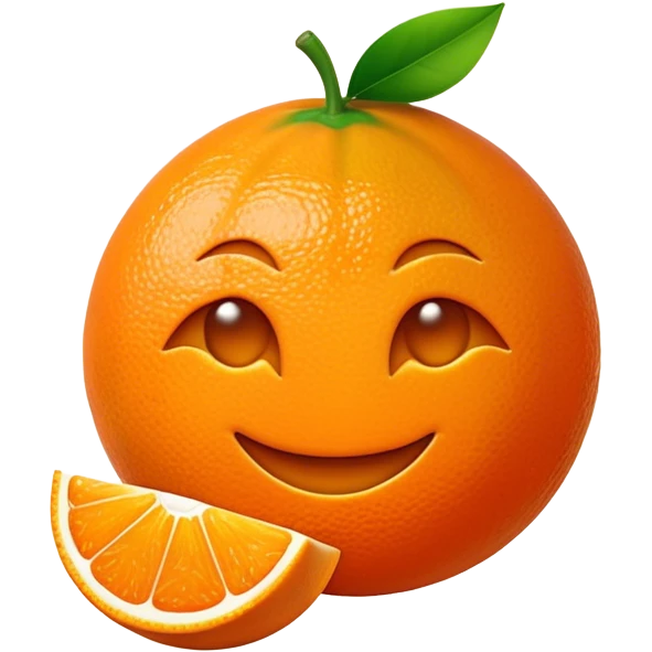Cinematic Realistic Orange Emoji, Juicy and vibrant, with a bright, glossy skin that gleams in the light, revealing a slight texture from the natural pith. The orange segments peek through as the fruit radiates refreshing energy. Soft glowing outline, capturing the essence of a sweet, zesty burst of flavor in a perfect orange! emoji