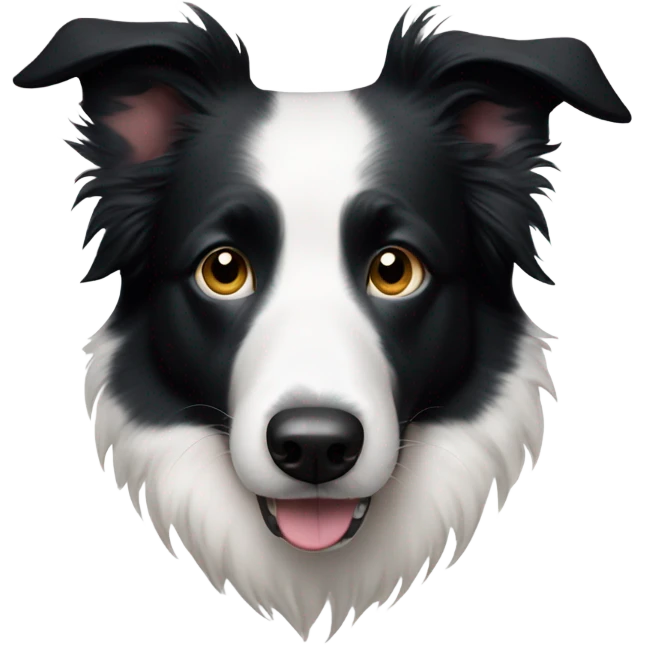 white border collie with black spot on half of the face and one eye emoji