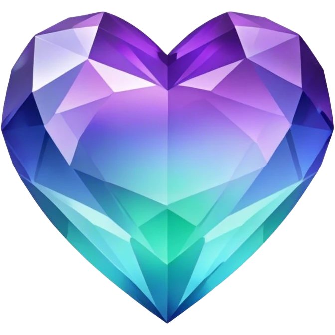 Gradient purple indigo blue cyan green crystal heart emoji